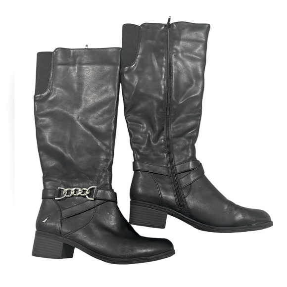 Nautica Shoes - Nautica Women's Size 6.5 Black Leather Mid Calf Knee Length Low Heel NEW